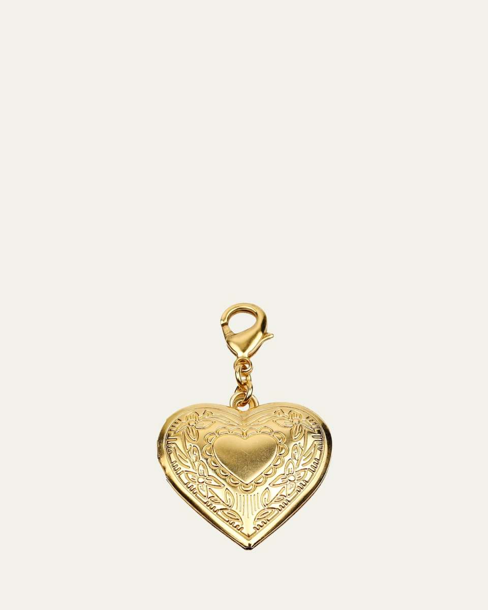 Heart Locket Charm w/ Floral Detail
